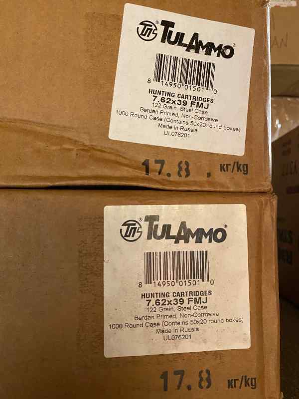 7.62x39 sealed cases of 1000